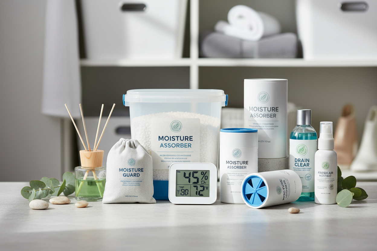Moisture Absorbers, Humidity Monitors & Odor & Drain Maintainers for Long-Term Space Preservation