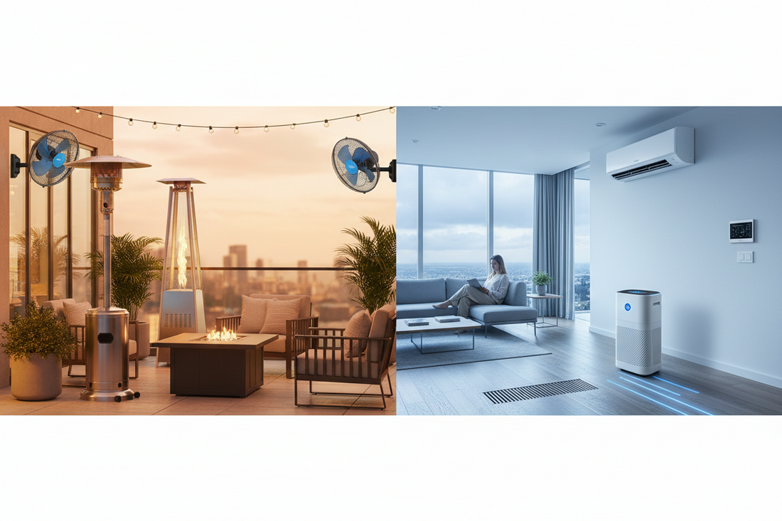 Comprehensive Environmental Comfort Systems: Outdoor Heating & Cooling, Heating, and Air Quality Enhancers for Full-Space Climate Management