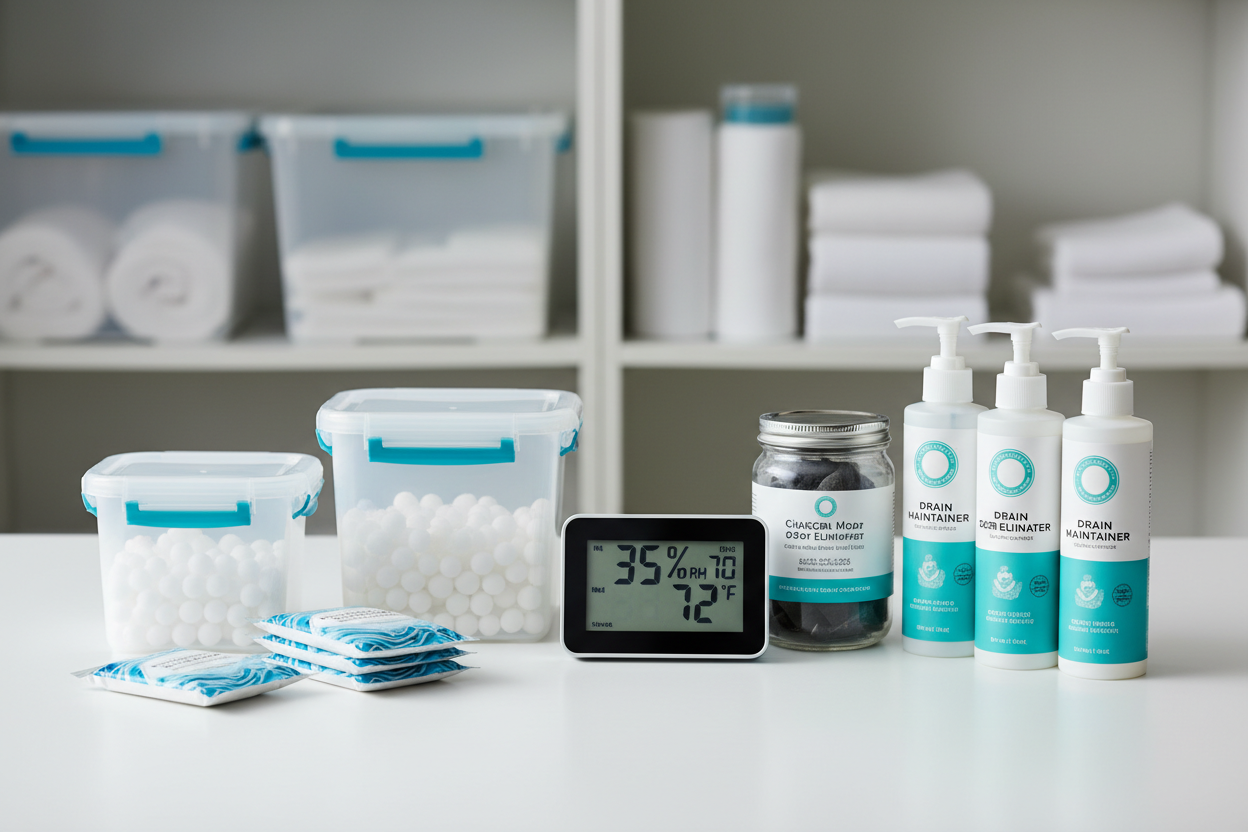 Smart Moisture-Control Storage Systems — Using Moisture Absorbers, Humidity Monitors, and Odor & Drain Maintainers for Long-Term Protection
