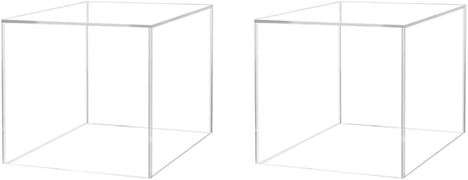 2 Pack 3" Acrylic Display Riser Box No Lid Clear Square Retail Product Riser by MarketingHolders