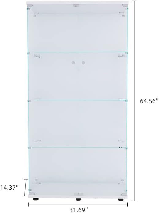 Yoluckea 4 Shelves Glass Display Cabinet - Image 2