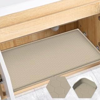 Waterproof Under Sink Mat 22" x 19", Silicone Cabinet Liner, Rubber Protector by FORWOS