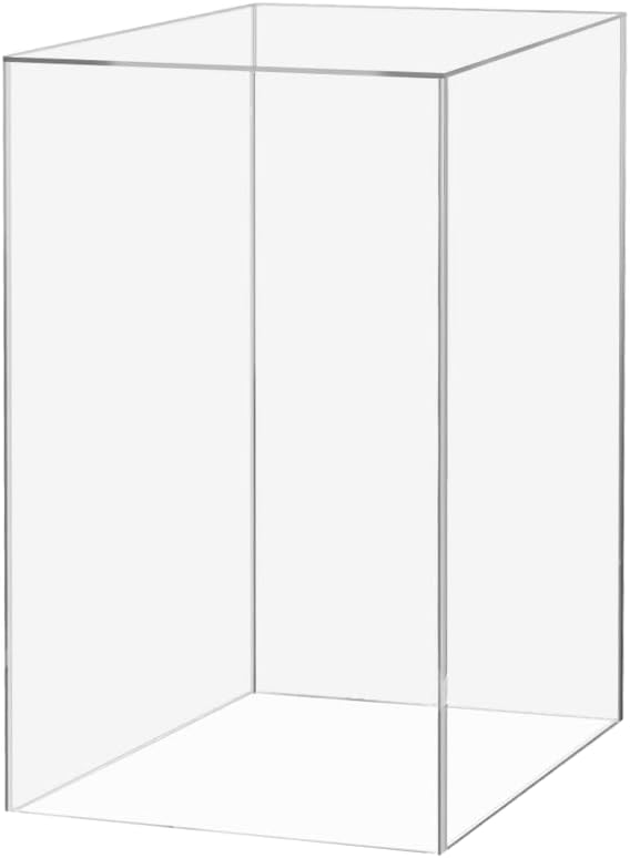 Tall Display Box Clear Acrylic 12" x 12” x 24” No Lid Hollow Pedestal 5 Sided by MarketingHolders