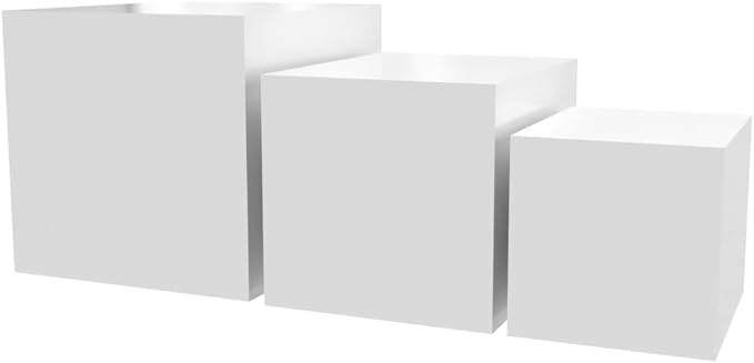 Acrylic Display Riser Boxes 3 Piece White Retail Product Riser No Lid by MarketingHolders
