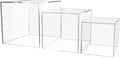 6 Pack Acrylic Display Riser Boxes 3 Piece No Lid Clear Retail Product Riser by MarketingHolders