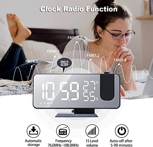 Projection Alarm Clock for Bedrooms Ceiling, Digital Clock Radio - Image 3
