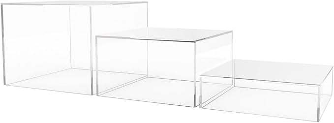 3 Piece Acrylic Display Boxes Retail Clear Product Riser 2" - Image 6