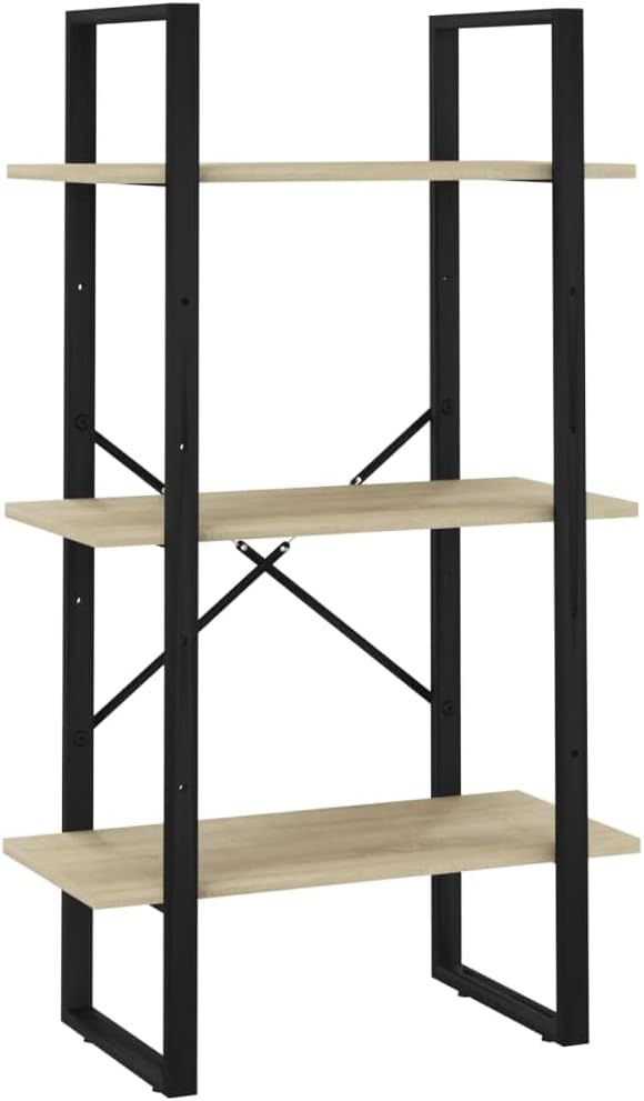 Industrial 4-Tier Storage Shelf 41.3" H Sonoma Oak Engineered Wood & Matte - Image 3