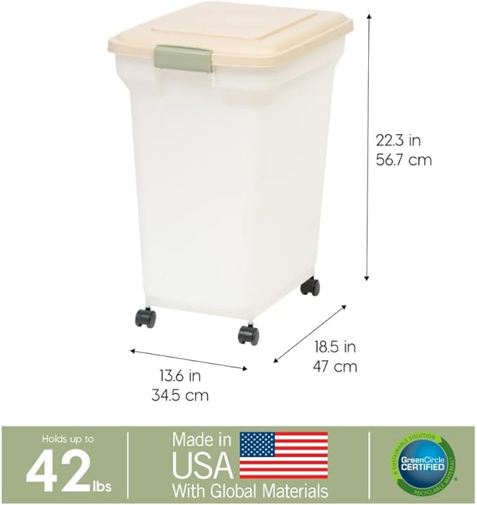 IRIS USA Airtight Dog Food Storage Container, WeatherPro, Removable Wheels - Image 4
