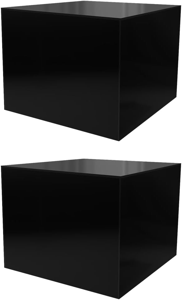 2 Pack Acrylic Box Display Riser 12 x 12 x 9 Inch Black Storage Caddy by MarketingHolders