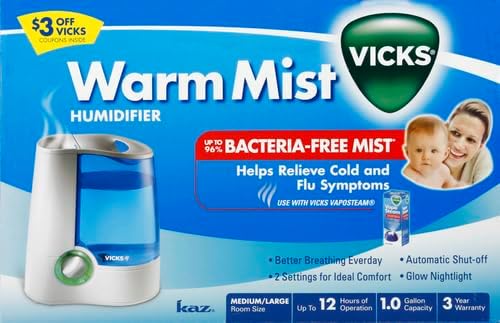 Vicks Warm Mist Humidifier Filter‑Free 1 Gal Tank, Auto Shut‑Off, Night Light - Image 11