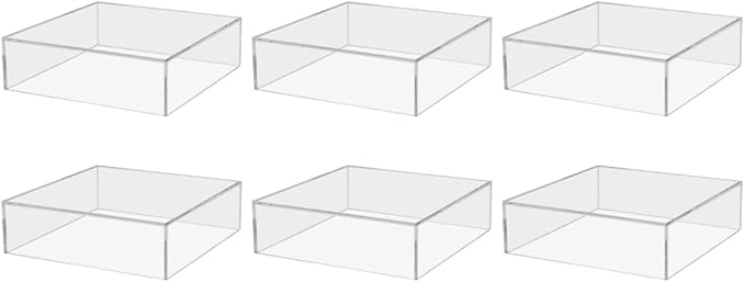 6 Pack Clear Acrylic Display Box Counter Retail Merchandise Storage Bin No Lid by MarketingHolders