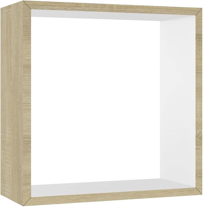 vidaXL 3 pcs Wall Cube Shelves in White and Sonoma Oak - Image 4