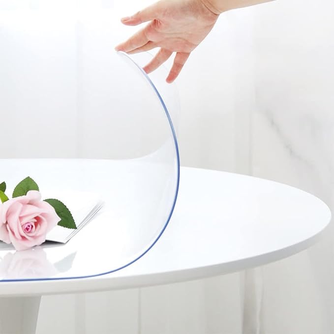 48 Inch Round Clear Plastic Table Cover Protector PVC Tablecloths Sheet Wood by SoRoel