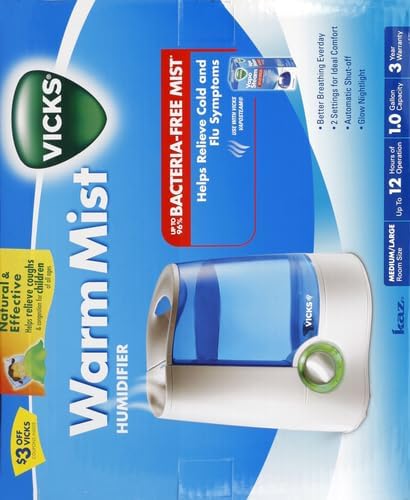 Vicks Warm Mist Humidifier Filter‑Free 1 Gal Tank, Auto Shut‑Off, Night Light - Image 3