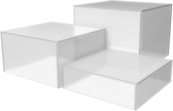 3 Piece Acrylic Display Boxes Retail Frosted Product Riser 2" by MarketingHolders