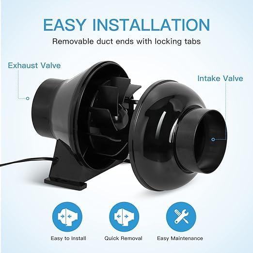 iPower 4 Inch 195 CFM Inline Duct Ventilation Fan Quiet Exhaust Vent Blower - Image 5