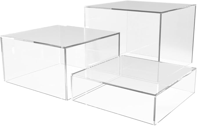 Marketing Holders 3 Piece Acrylic Display Riser Boxes Clear Retail Product by MarketingHolders