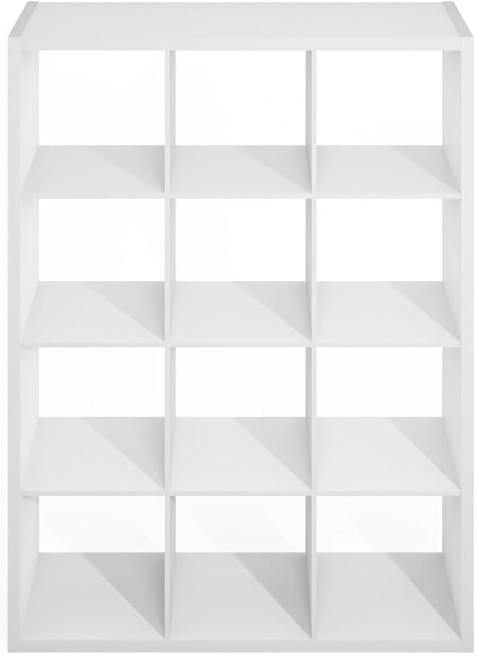 Furinno Simple Cube Storage Organizer, 12-Cube Display Shelf, Open Back - Image 4