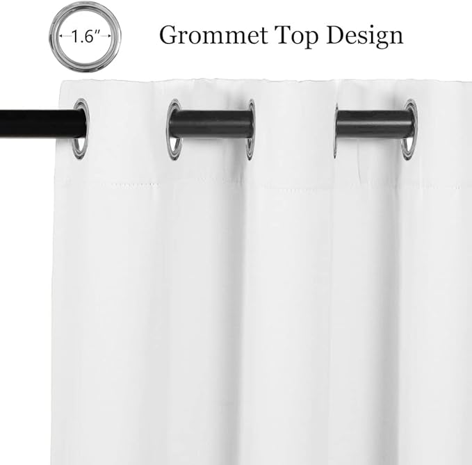 MYSKY HOME White Curtains for Bedroom, Grommet Room Darkening Curtain for - Image 2