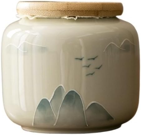 Storage Tank Hand-painted Distant Mountains, Persimmon Tea Cans, Small Ceramic by Unknown