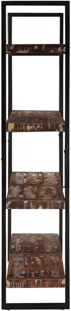 4-Tier Industrial Bookshelf 70.9 Inch Tall Solid Reclaimed Wood Storage Shelf - Image 6