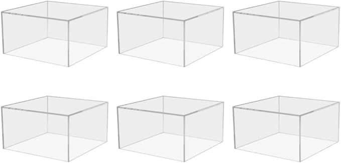 6 Pack Clear Acrylic Display Box Counter Retail Merchandise Storage Bin No Lid by MarketingHolders