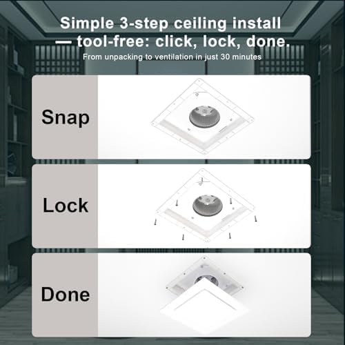 Bathroom Exhaust Fan, 12 INCH, Upgraded Quiet Square Vent Fans, 141 CFM - Image 5
