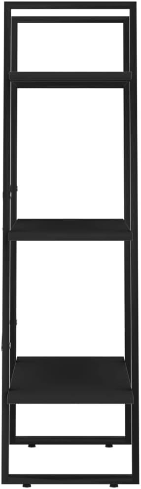 Black Metal Storage Shelf 11.8 x 23.6 x 41.3 in Matte Engineered Wood Bookcase - Image 7
