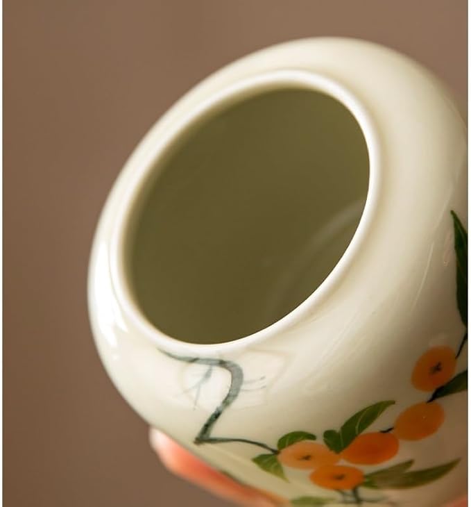 Storage Tank Hand-painted Distant Mountains, Persimmon Tea Cans, Small Ceramic - Image 4