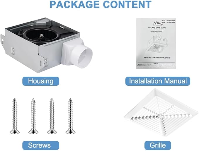 Bathroom Exhaust Fan 70CFM 2.0Sone, 3-Inch Duct, Energy Star Certified - Image 6
