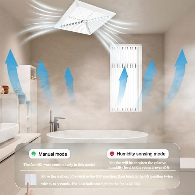 Bathroom Exhaust Fan 80CFM 1.5Sone, 4inch duct, Energy-Saving Household - Image 3