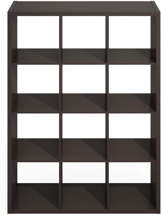 Furinno Simple Cube Storage Organizer, 12-Cube Display Shelf, Open Back - Image 4