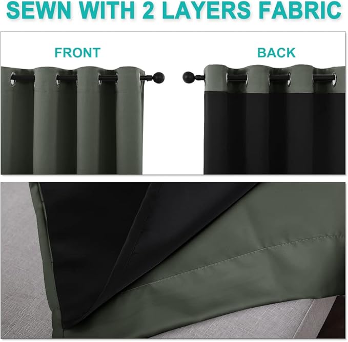 NICETOWN 100% Blackout Window Curtain Panels, Full Light Blocking Drapes - Image 5