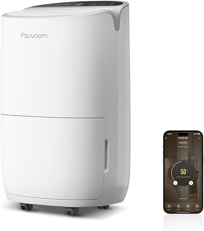 Energy Star Smart Dehumidifier for Home & Basement, 35 Pints, 37dB Ultra Quiet by pauvoern