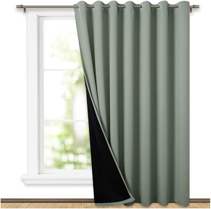 NICETOWN Greyish Green Full Shading Extra Wide Curtains by NICETOWN