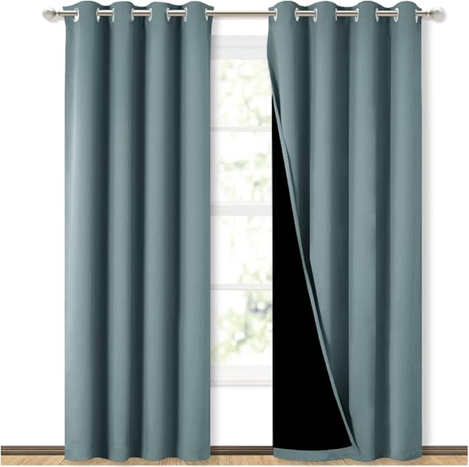 NICETOWN 100% Blackout Curtains 84 inches Long, Pair of Energy Smart & Noise - Image 2
