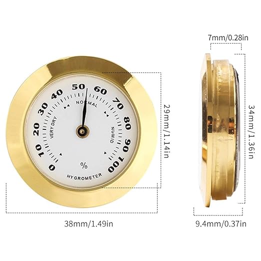 Gold Upgraded Hygrometer Humidity Meter Mini 38mm Round Glass Analog Hygrometer - Image 2