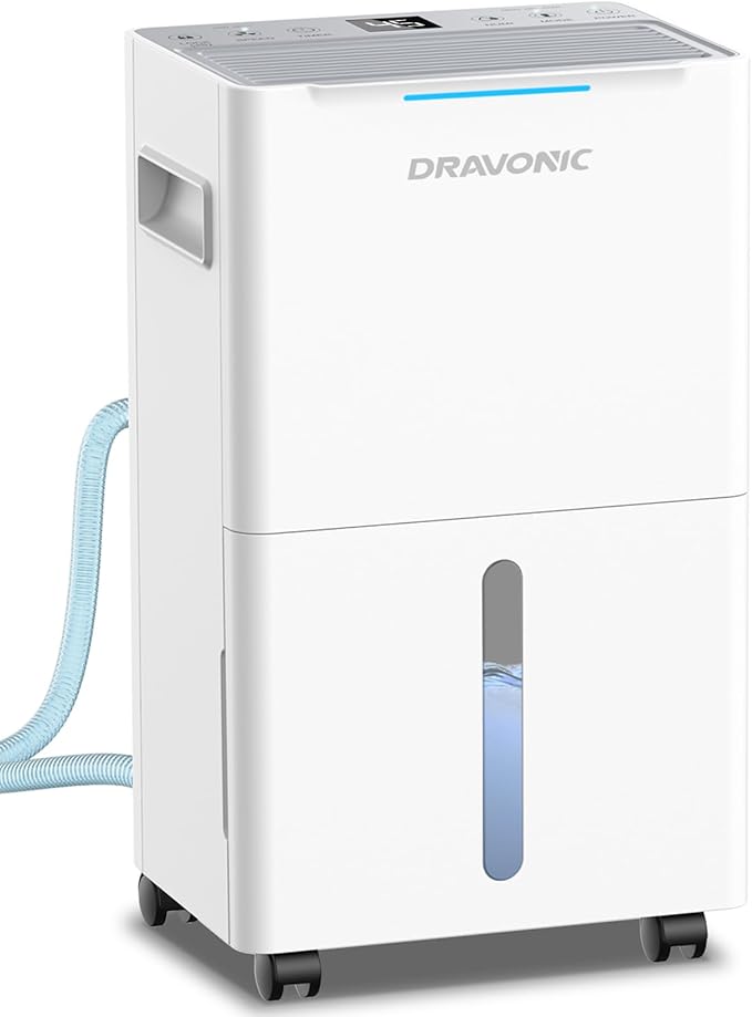Dehumidifiers for Home with Drain Hose, Smart Humidity Control, 3 Modes for by Dravonic
