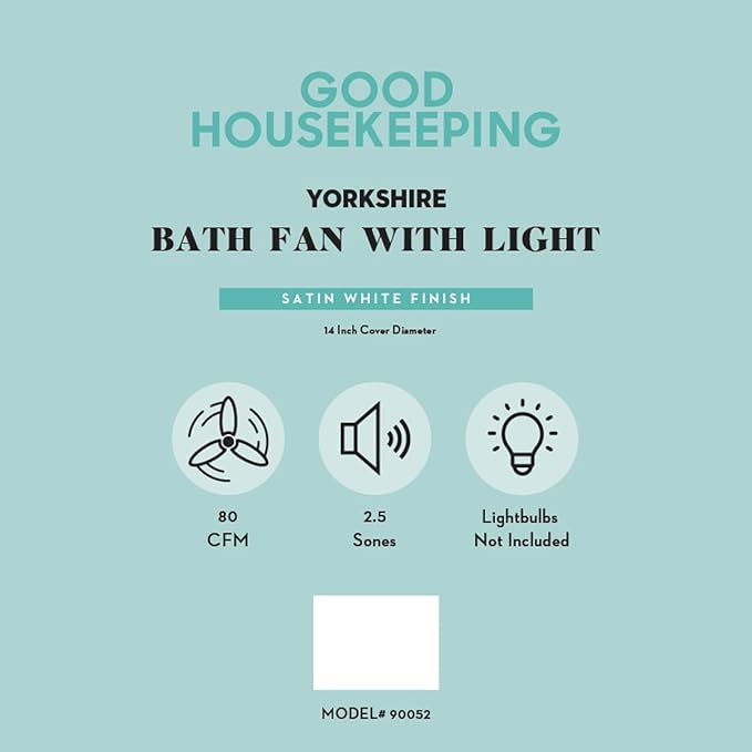 Good Housekeeping (90052 Yorkshire 80 CFM 2.5 Sones Decorative Bathroom - Image 3