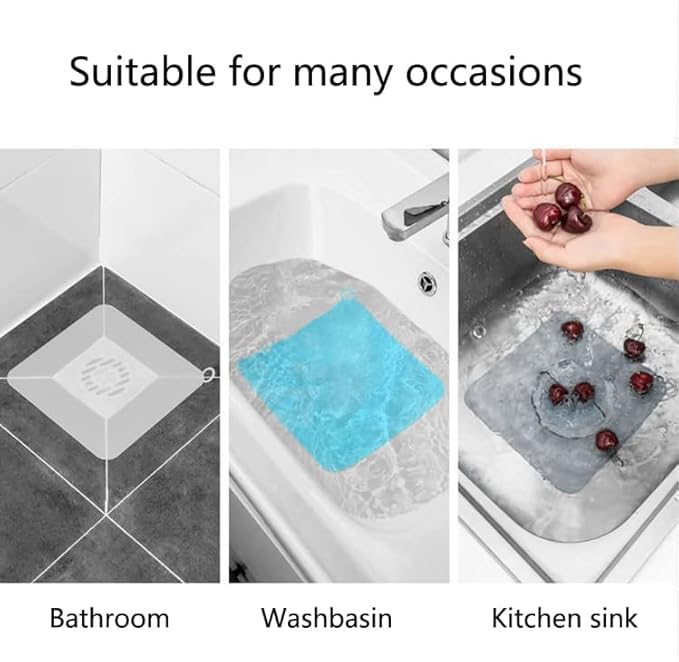 2 Pieces 6 x 6 Inch Silicone Tub Stopper Floor Drain Cover Sewer Anti-Odor Mat - Image 4