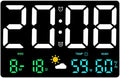 Large Digital Wall Clock with Temperature and Humidity Sensor Colorful Led by EaseLiving