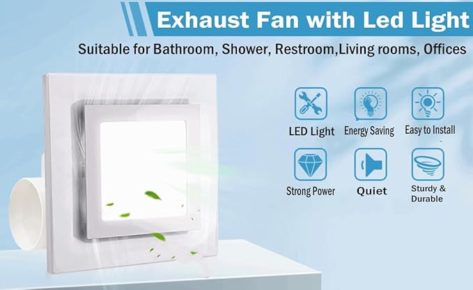 Bathroom Exhaust Fan with LED Light Ceiling Mount Ventilation Fan 118 CFM 1.0 - Image 2