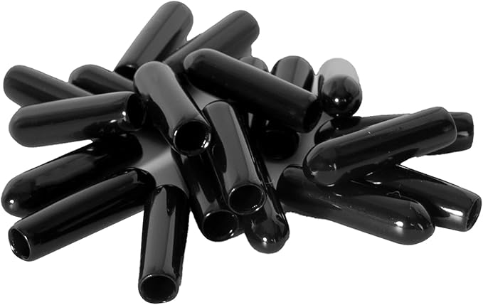 20 PCS Black Round Vinyl Rubber End Caps Kits, Flexible Screw Thread Protectors by Zinkebol