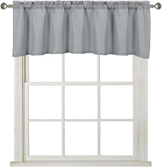 Home Queen Waffle Bathroom Window Curtain Valance, Short Straight Kitchen by HomeQueen