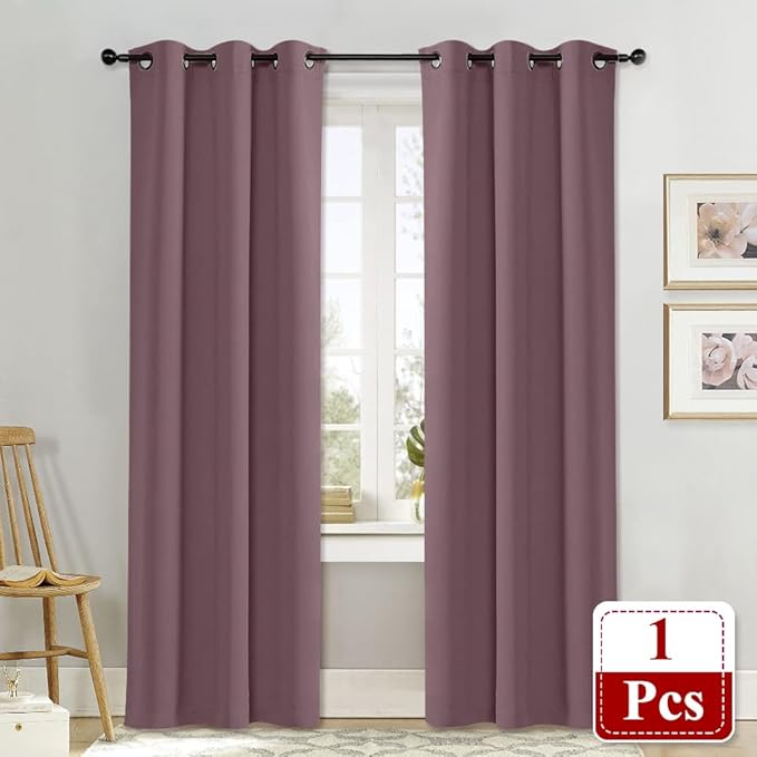 NICETOWN Dry Rose Blackout Room Darkening Drapery, Single Panel, 42 x 84-inch - Image 2