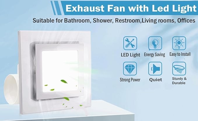 Bathroom Exhaust Fan with LED Light Ceiling Mount Ventilation Fan 110 CFM 1.0 - Image 5