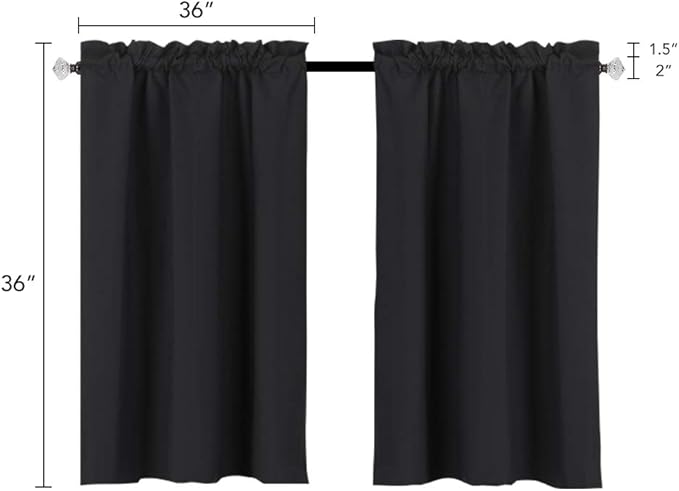 Easy Home 2 Panels Blackout Tier Curtain - Image 3
