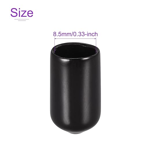 DMiotech 100 Pack 8.5mm ID Black Screw Thread Protectors Rubber End Caps Bolt - Image 4