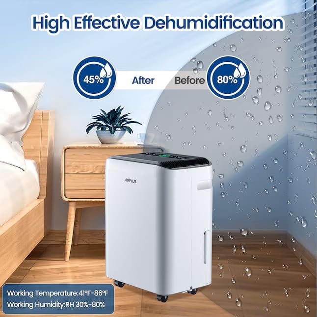 AIRPLUS 70 Pints Dehumidifiers for Home, 5500 Sq. Ft Dehumidifier for Basement - Image 7